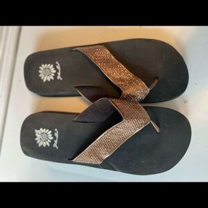 Yellow Box Shiny Bronze Flip Flops